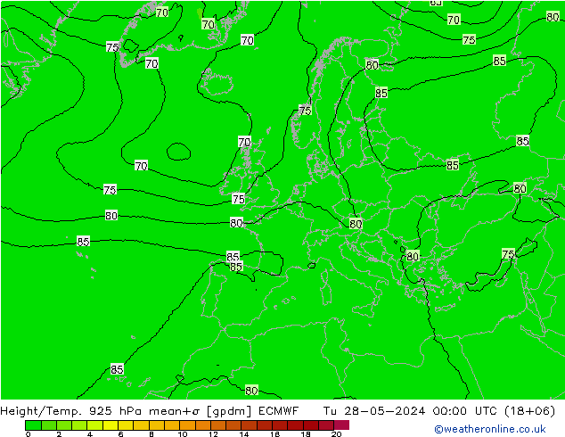 Geop./Temp. 925 hPa ECMWF mar 28.05.2024 00 UTC