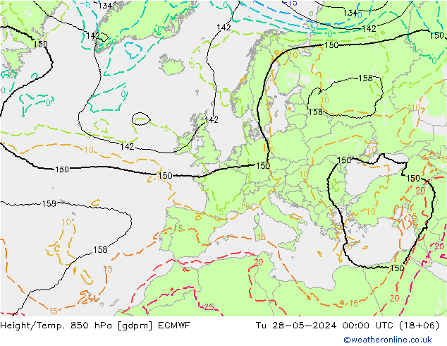 Yükseklik/Sıc. 850 hPa ECMWF Sa 28.05.2024 00 UTC
