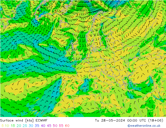 Vent 10 m ECMWF mar 28.05.2024 00 UTC