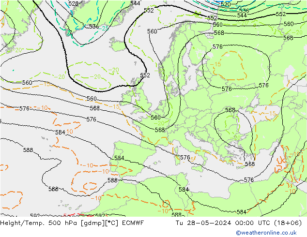 Height/Temp. 500 hPa ECMWF Tu 28.05.2024 00 UTC