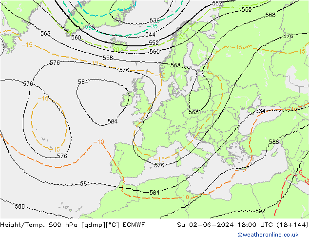 Height/Temp. 500 hPa ECMWF  02.06.2024 18 UTC