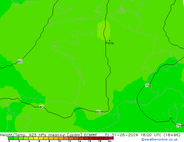 Geop./Temp. 925 hPa ECMWF vie 31.05.2024 18 UTC