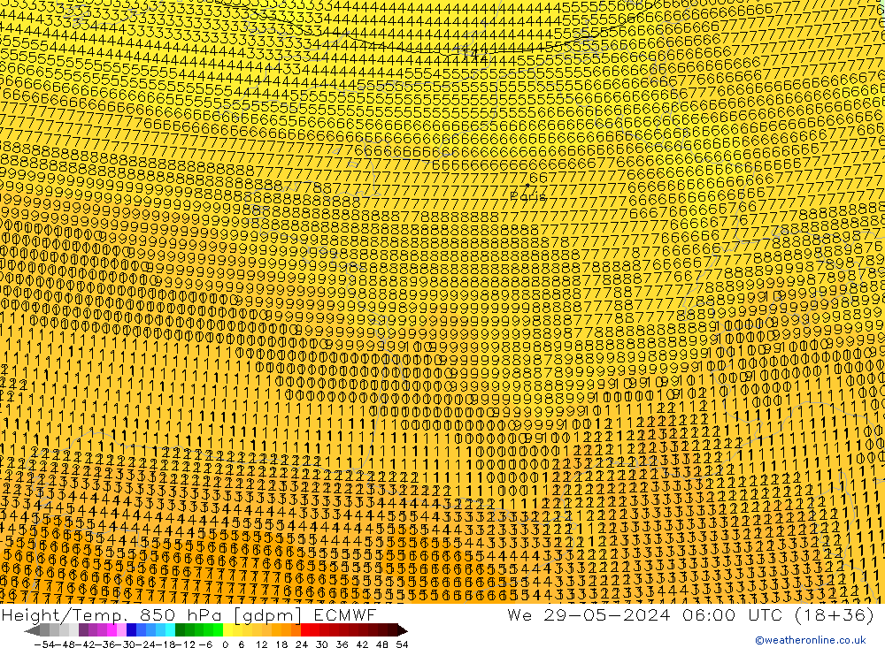 Height/Temp. 850 гПа ECMWF ср 29.05.2024 06 UTC