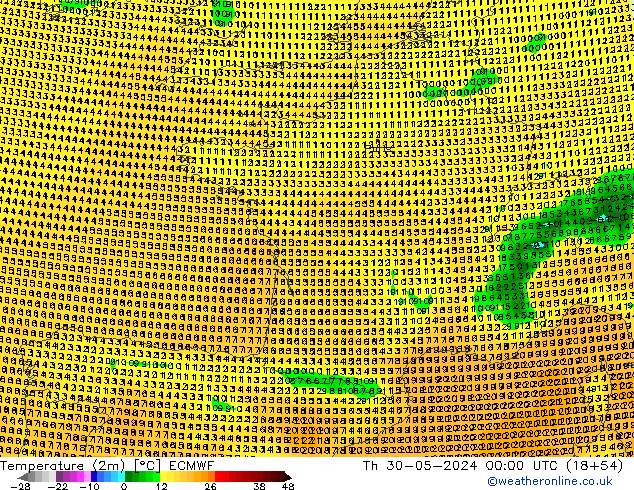 température (2m) ECMWF jeu 30.05.2024 00 UTC