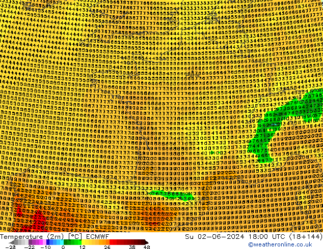 карта температуры ECMWF Вс 02.06.2024 18 UTC