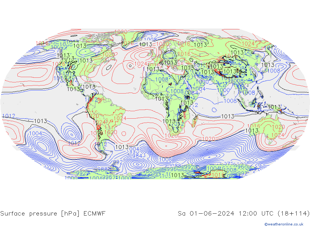 Surface pressure ECMWF Sa 01.06.2024 12 UTC