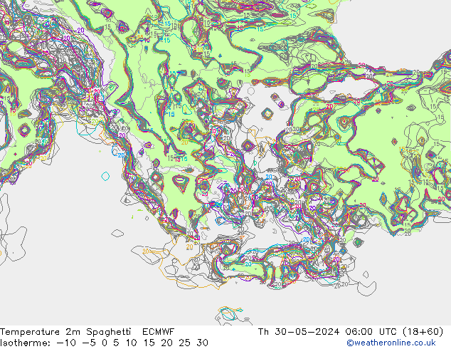 Temperatuurkaart Spaghetti ECMWF do 30.05.2024 06 UTC