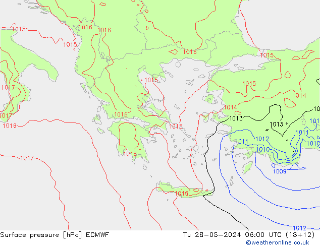 Yer basıncı ECMWF Sa 28.05.2024 06 UTC