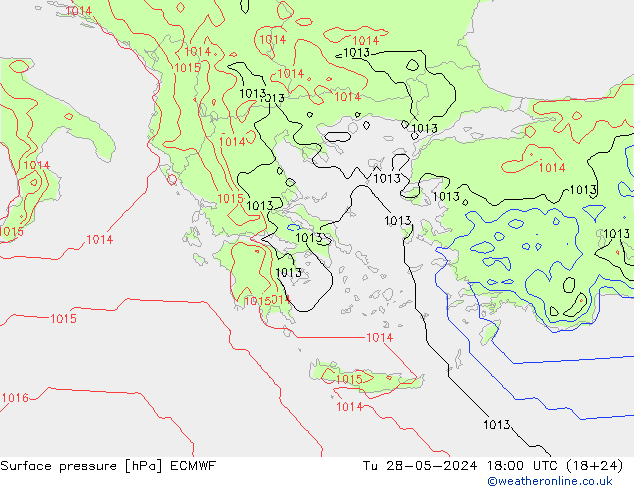 Surface pressure ECMWF Tu 28.05.2024 18 UTC