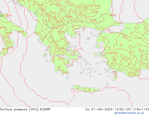 Pressione al suolo ECMWF sab 01.06.2024 12 UTC