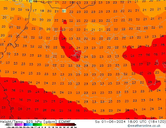 Height/Temp. 925 hPa ECMWF  01.06.2024 18 UTC