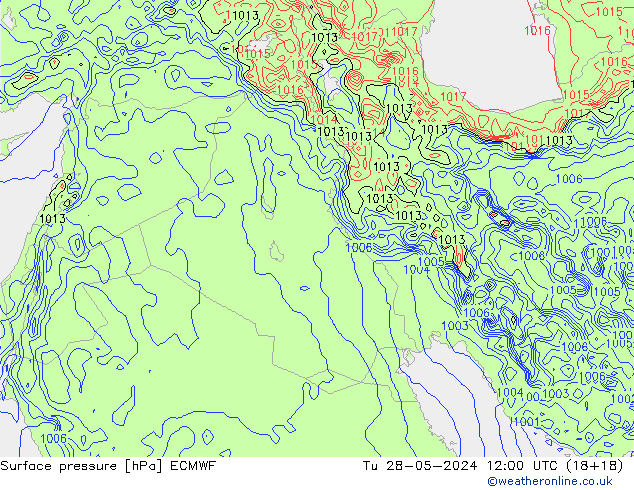 Surface pressure ECMWF Tu 28.05.2024 12 UTC