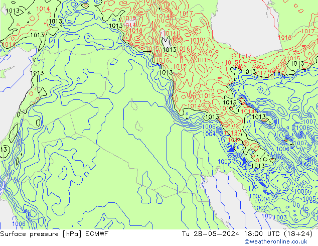 ciśnienie ECMWF wto. 28.05.2024 18 UTC