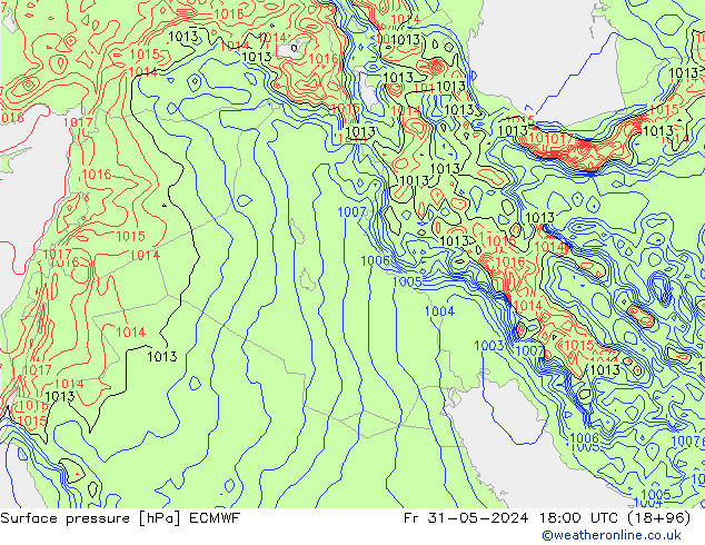 Surface pressure ECMWF Fr 31.05.2024 18 UTC