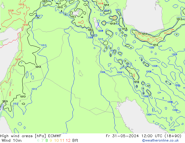 High wind areas ECMWF пт 31.05.2024 12 UTC