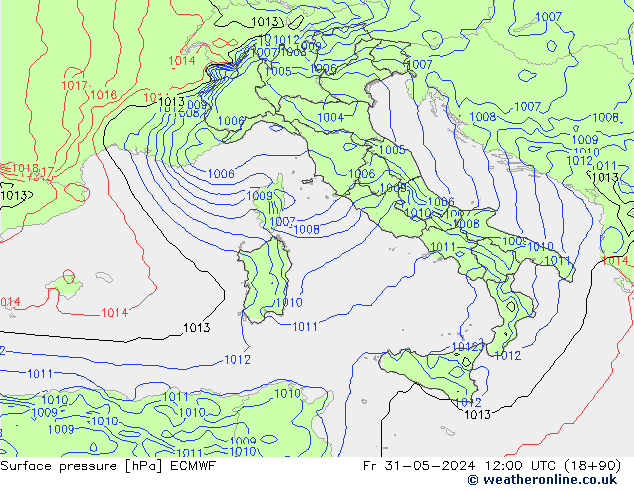 Surface pressure ECMWF Fr 31.05.2024 12 UTC