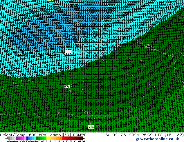 Height/Temp. 500 hPa ECMWF Su 02.06.2024 06 UTC