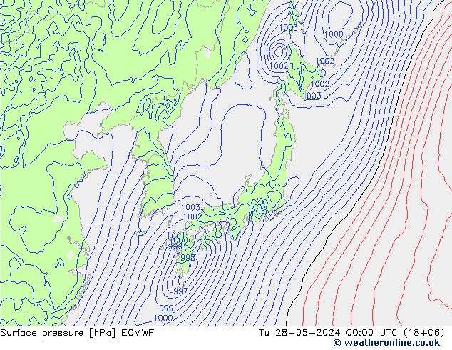 ciśnienie ECMWF wto. 28.05.2024 00 UTC