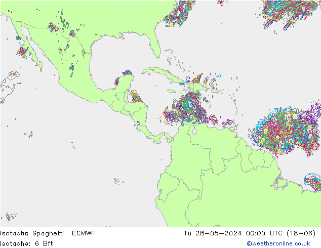 Isotachen Spaghetti ECMWF di 28.05.2024 00 UTC