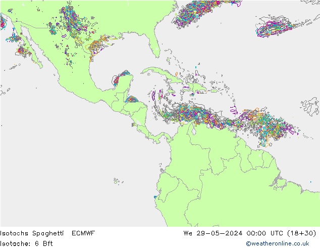 Isotachs Spaghetti ECMWF St 29.05.2024 00 UTC