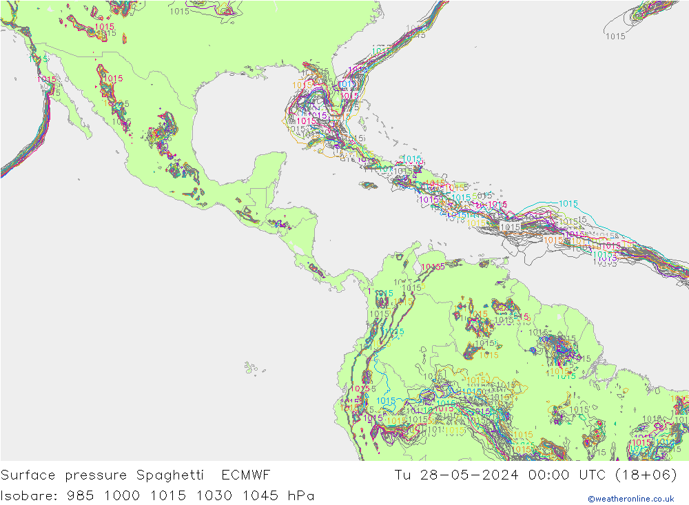 Surface pressure Spaghetti ECMWF Tu 28.05.2024 00 UTC