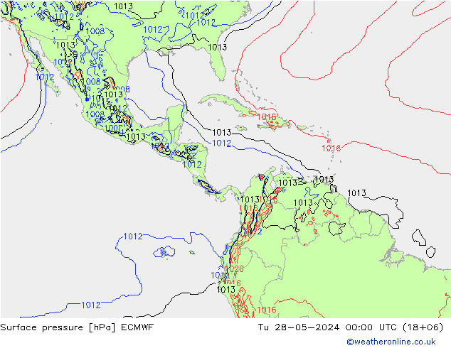 pressão do solo ECMWF Ter 28.05.2024 00 UTC