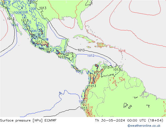 Atmosférický tlak ECMWF Čt 30.05.2024 00 UTC