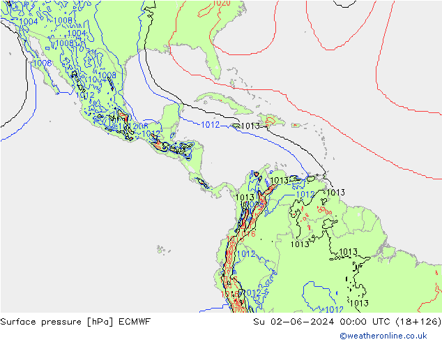 pression de l'air ECMWF dim 02.06.2024 00 UTC