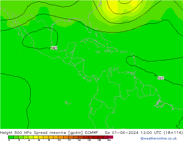 Height 500 hPa Spread ECMWF Sa 01.06.2024 12 UTC