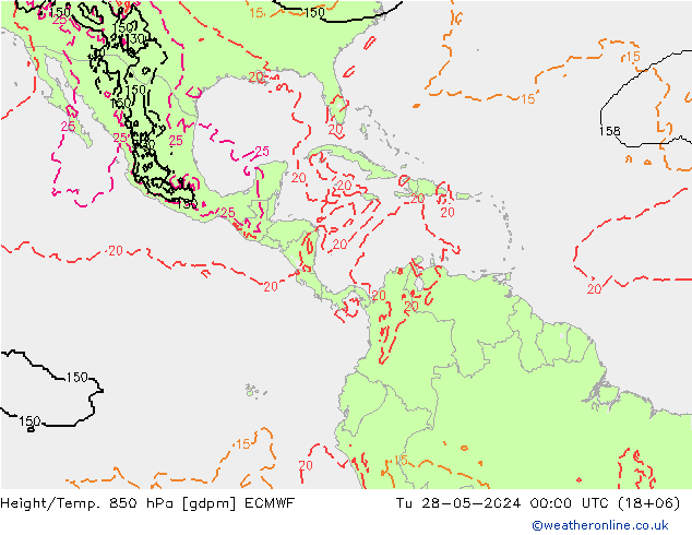 Height/Temp. 850 hPa ECMWF  28.05.2024 00 UTC