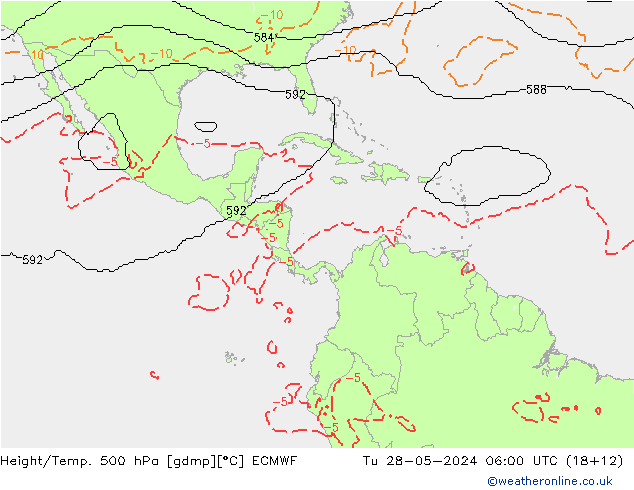 Height/Temp. 500 hPa ECMWF Út 28.05.2024 06 UTC