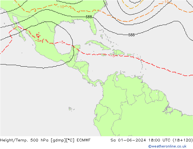 Hoogte/Temp. 500 hPa ECMWF za 01.06.2024 18 UTC