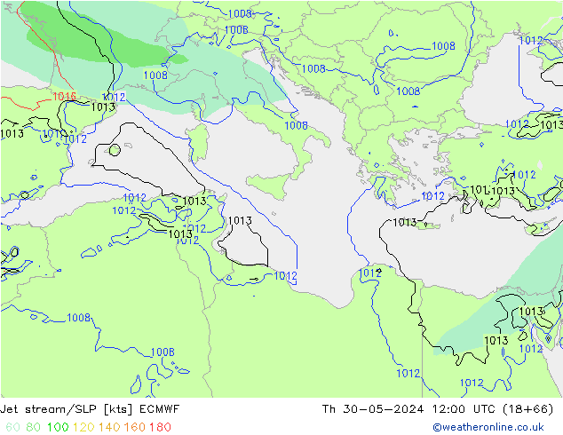 Jet stream ECMWF Qui 30.05.2024 12 UTC