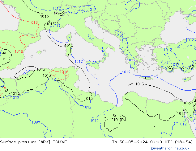 ciśnienie ECMWF czw. 30.05.2024 00 UTC