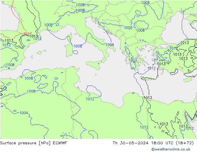 Surface pressure ECMWF Th 30.05.2024 18 UTC