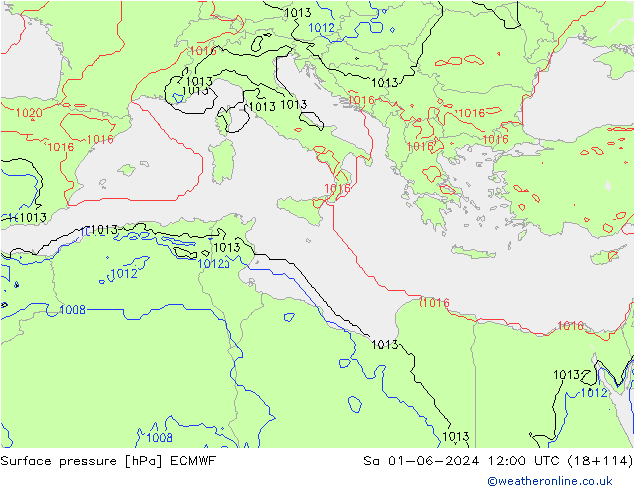 Yer basıncı ECMWF Cts 01.06.2024 12 UTC