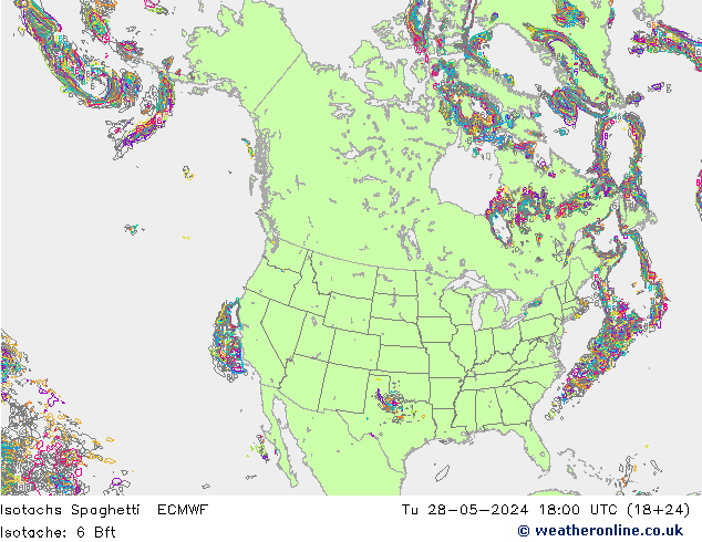 Isotachs Spaghetti ECMWF  28.05.2024 18 UTC