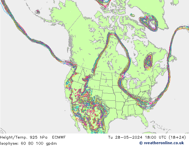 Hoogte/Temp. 925 hPa ECMWF di 28.05.2024 18 UTC