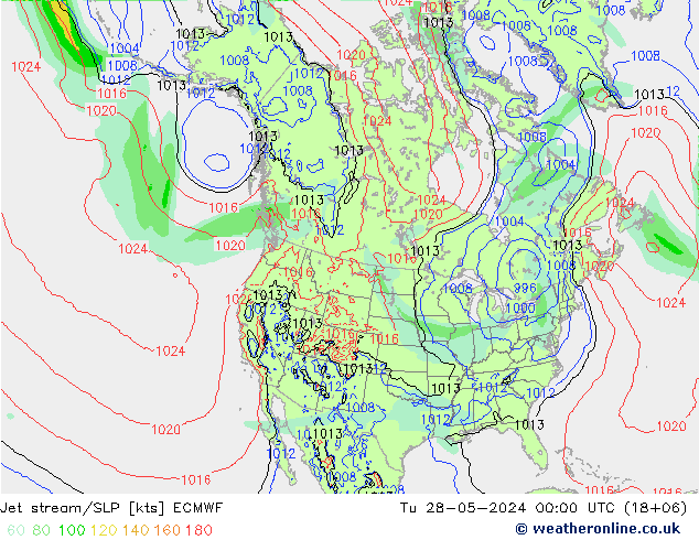 Jet stream ECMWF Ter 28.05.2024 00 UTC