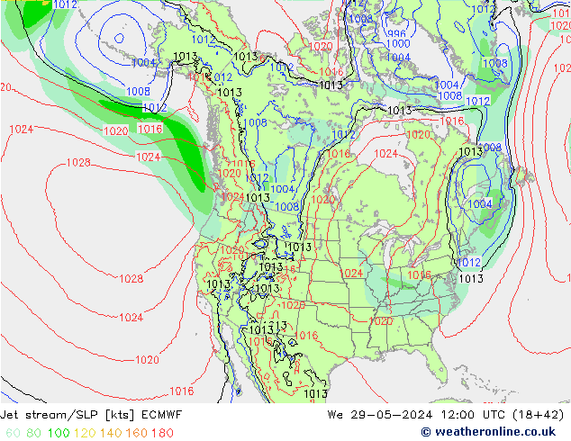 Corriente en chorro ECMWF mié 29.05.2024 12 UTC