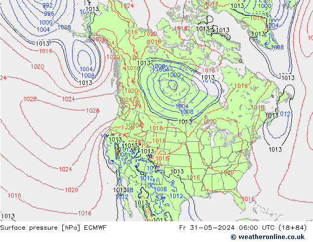 ciśnienie ECMWF pt. 31.05.2024 06 UTC