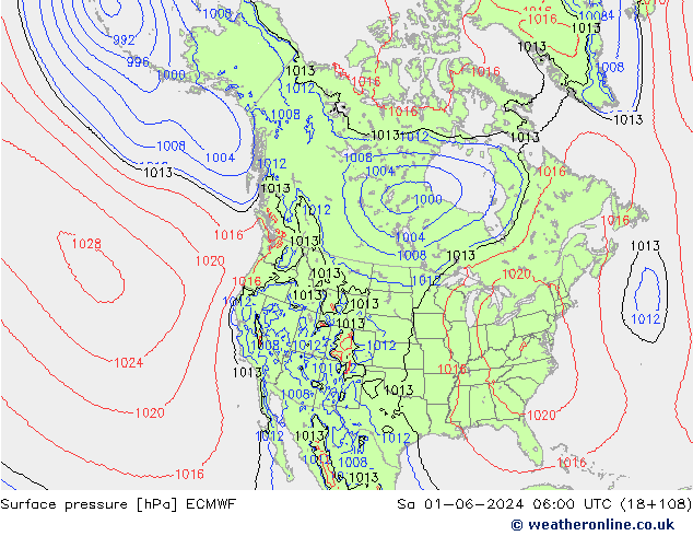 Surface pressure ECMWF Sa 01.06.2024 06 UTC