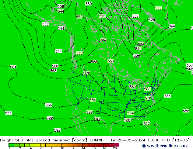 Height 500 hPa Spread ECMWF Tu 28.05.2024 00 UTC