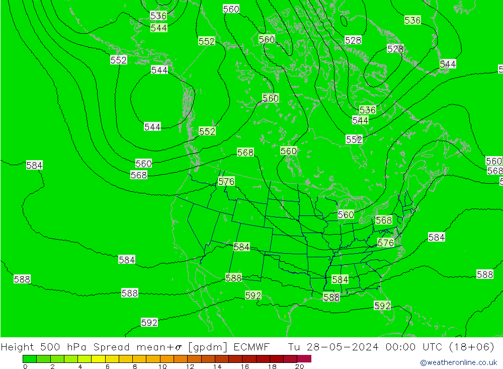 Height 500 hPa Spread ECMWF Tu 28.05.2024 00 UTC