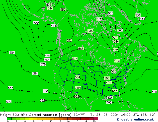 Height 500 hPa Spread ECMWF Tu 28.05.2024 06 UTC