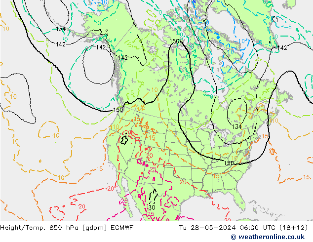 Hoogte/Temp. 850 hPa ECMWF di 28.05.2024 06 UTC