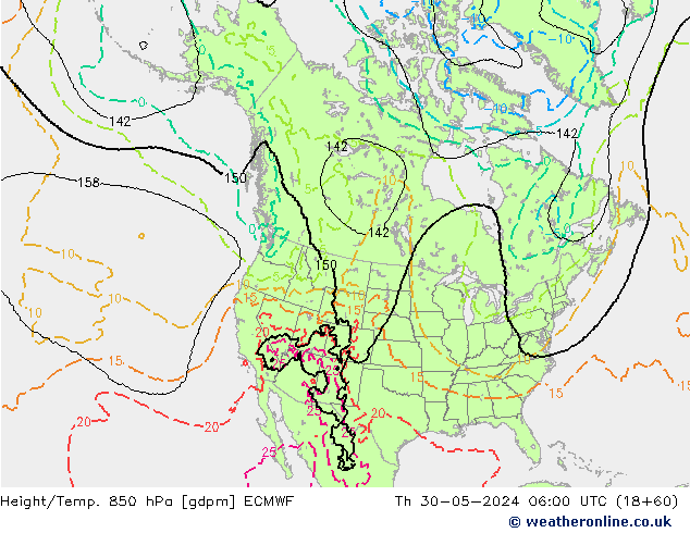 Height/Temp. 850 hPa ECMWF Th 30.05.2024 06 UTC