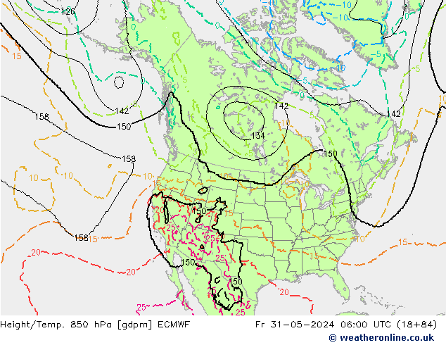 Height/Temp. 850 hPa ECMWF Fr 31.05.2024 06 UTC