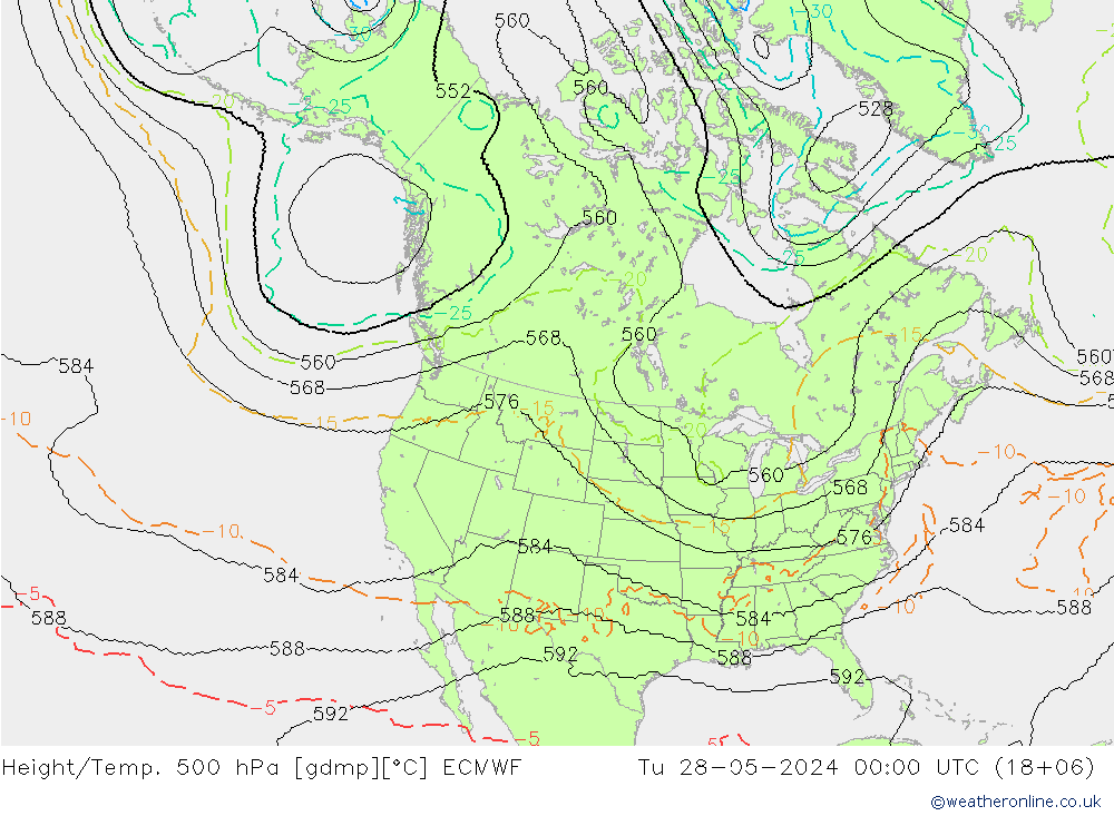 Height/Temp. 500 hPa ECMWF Tu 28.05.2024 00 UTC