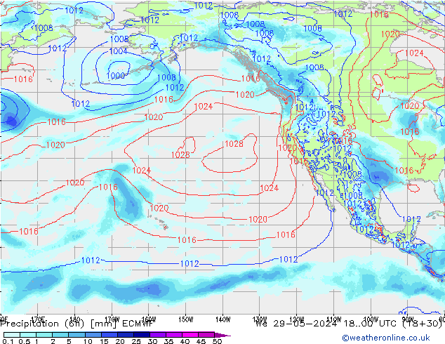 Precipitation (6h) ECMWF We 29.05.2024 00 UTC